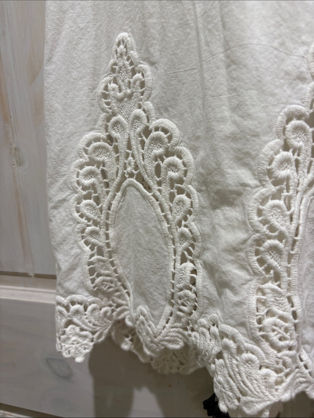 Free People Intimates Cream Heavy Embroidered Mini Slip Dress with Delicate Stp - Picture 5 of 8